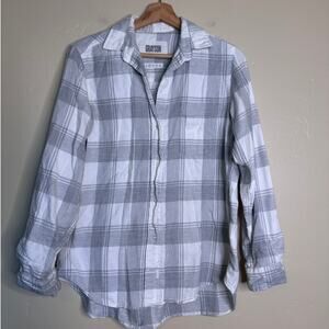 Grayson Women's The Hero Gray White Plaid Flannel Shirt 02 / Small